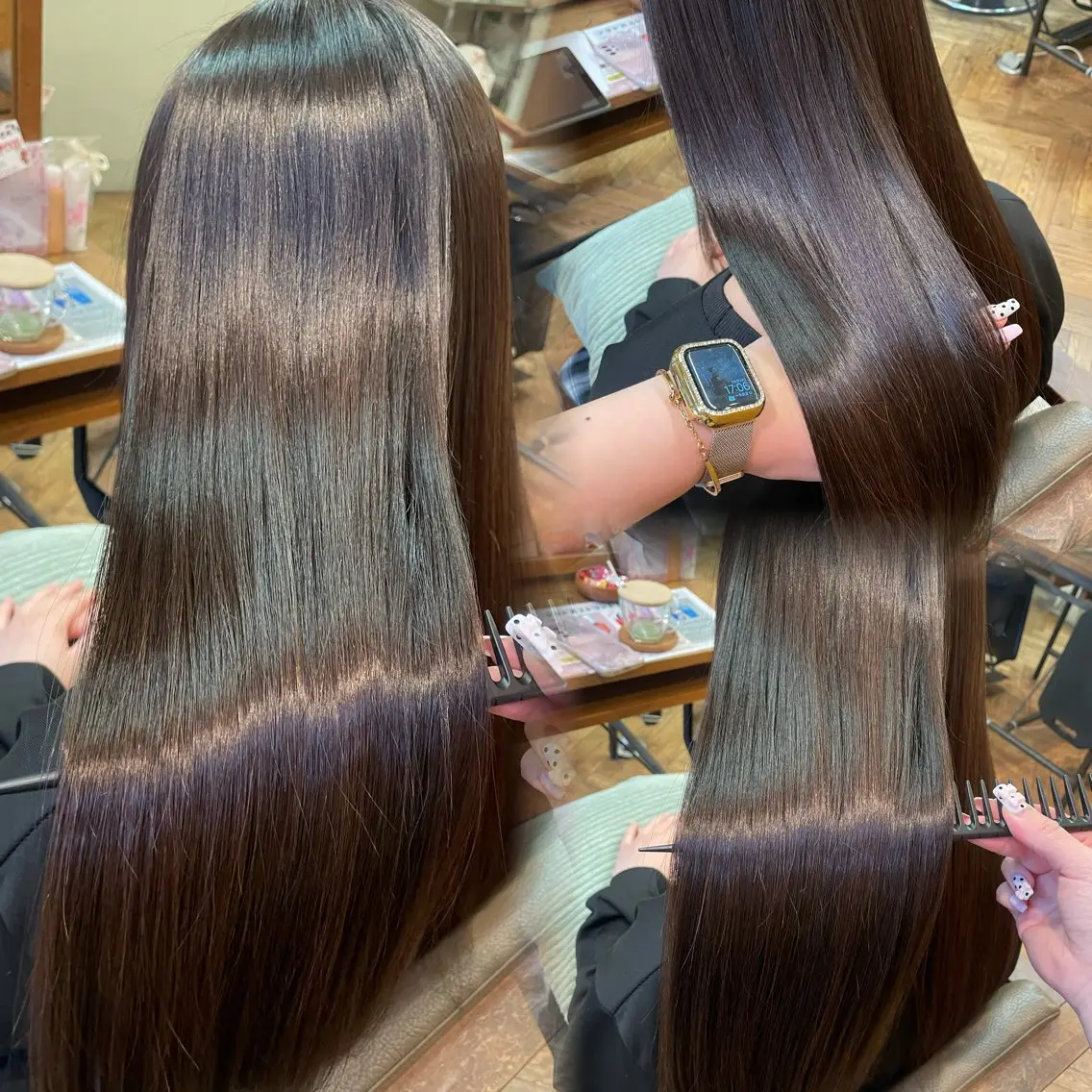 ロング 髪質改善 縮毛矯正 ヘアカラー 𓂃megu‪𓂃 森野めぐみのヘアスタイル
