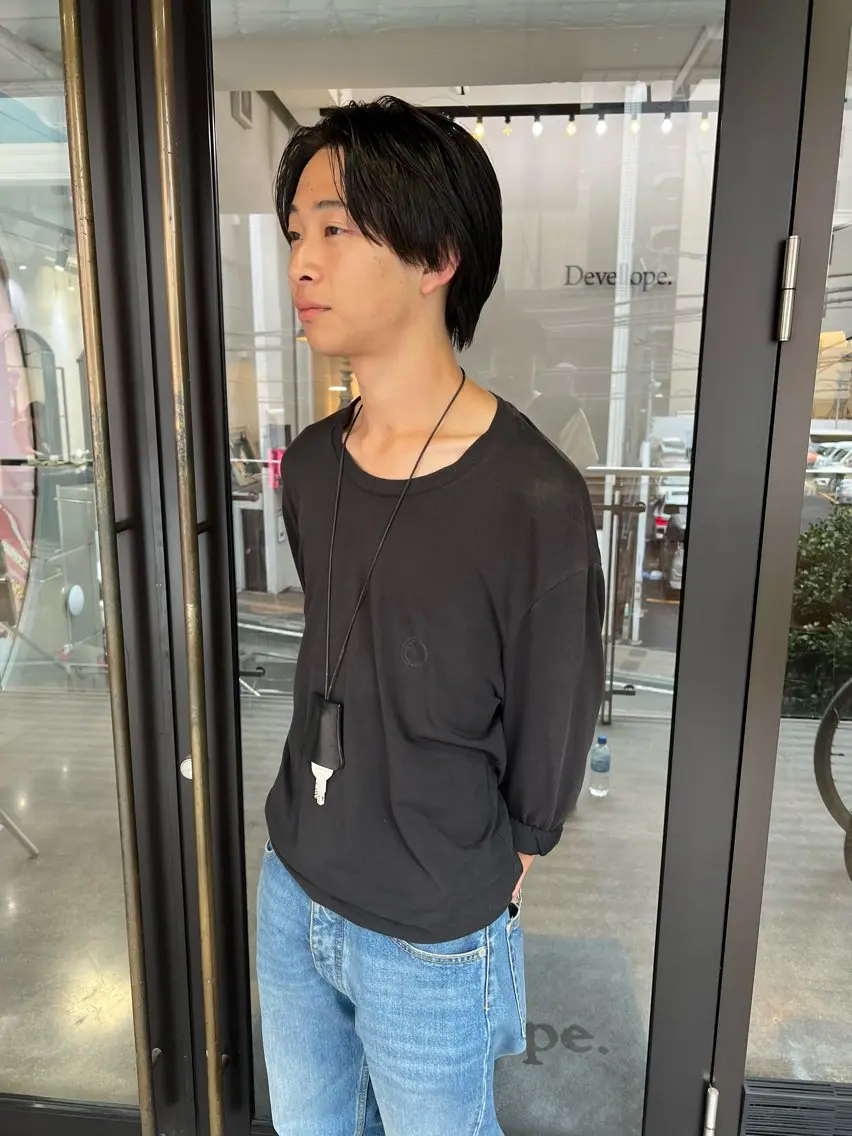 パーマ メンズ センターパート メンズパーマ ストレートパーマ カット 縮毛矯正 千葉 郁也のヘアスタイル