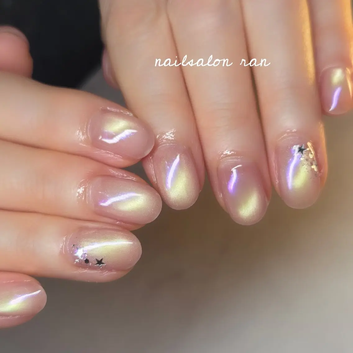 ネイル オーロラネイル ミラーネイル ハンドネイル ハンドケア nailsalon ranのネイルデザイン