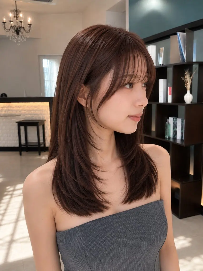 ミディアム カット トリートメント オリーブカラー/ レイヤー特化/みづきのヘアスタイル