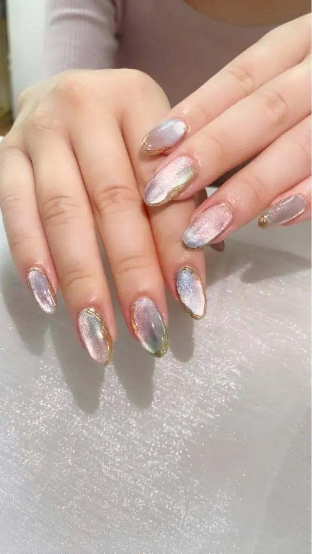 ネイル フレンチネイル グラデーション キラキラネイル 韓国ネイル マグネットネイル ハンドネイル ハンドケア Hara Nail 【持ち込みOK】のネイルデザイン