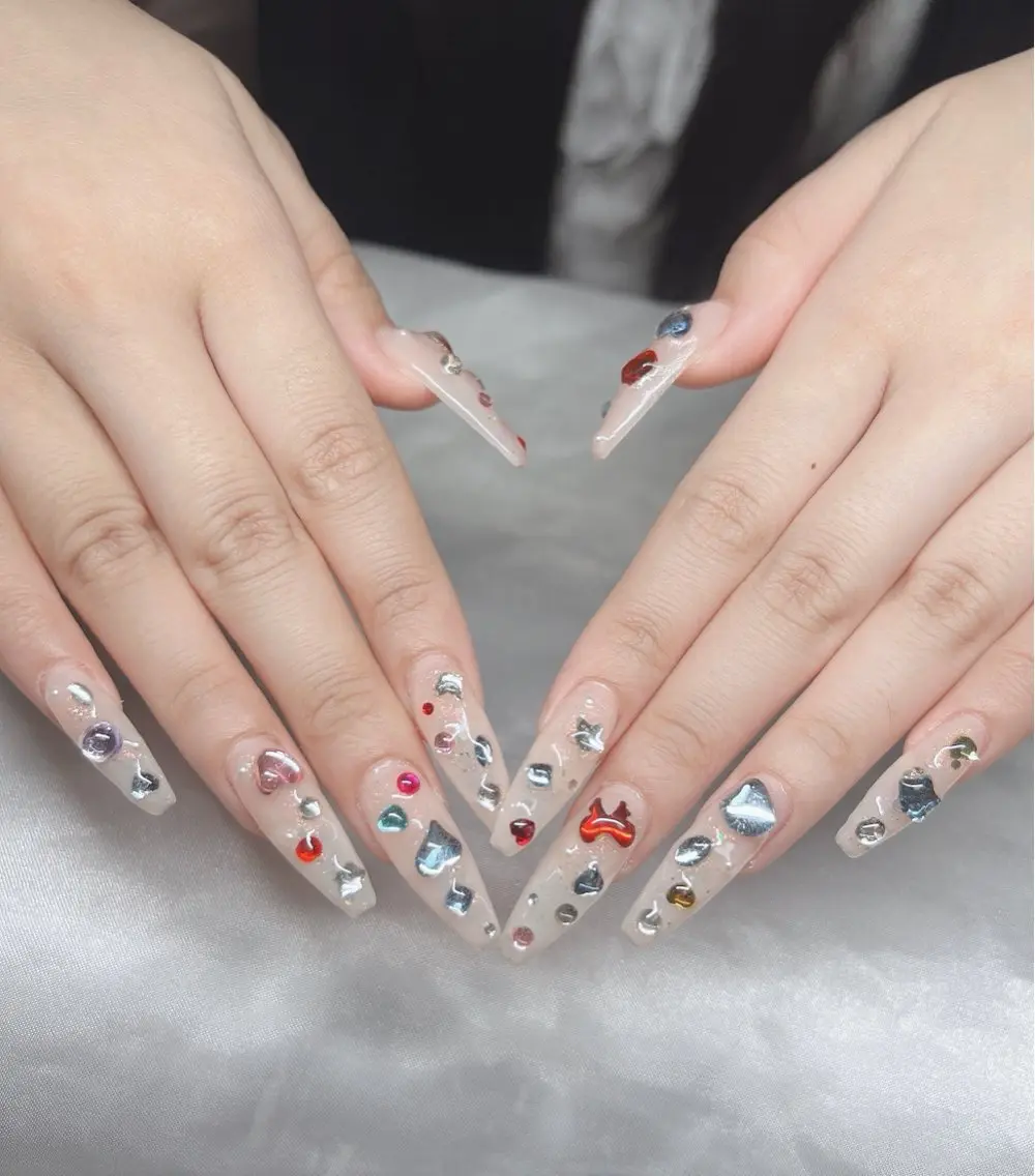 ネイル 長さ出し グラデーション キラキラネイル マグネットネイル ニュアンスネイル Lee Nails チップ長さだし専門店のネイルデザイン