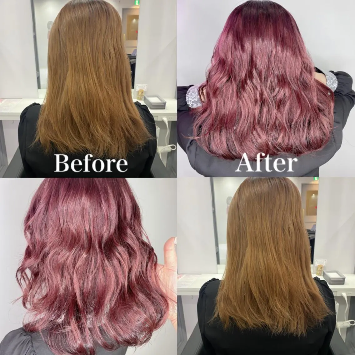 セミロング カラー ブリーチ レッドカラー カット ヘアカラー トリートメント 髪質改善×矯正🫧 韓国ヘアasamiのヘアスタイル