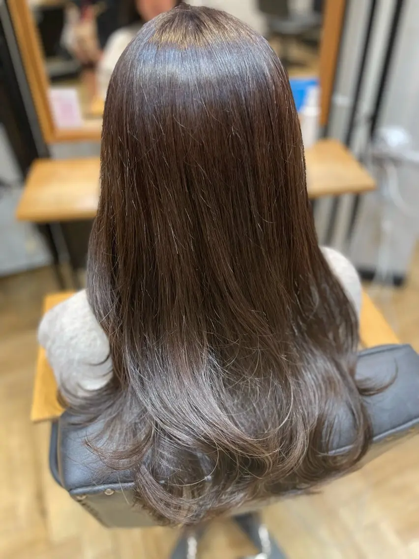 ロング カラー オリーブカラー ヘアカラー トリートメント 望恵🌸韓国🇰🇷 艶髪スタイルのヘアスタイル