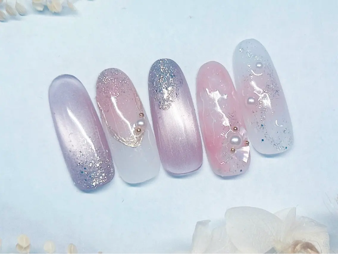 ネイル マグネットネイル ニュアンスネイル オフィスネイル ワンカラーネイル ピンク ハンドネイル Salon GEM(ジェム)のネイルデザイン