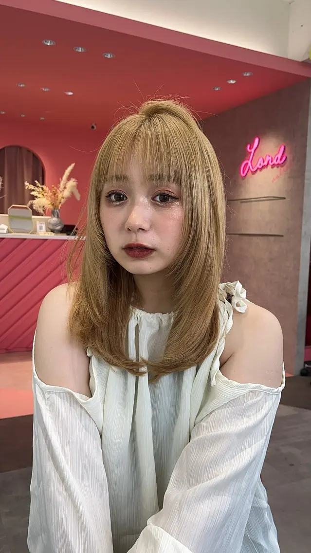 ミディアム カラー 山崎/ボブ縮毛矯正 レイヤー髪質改善のヘアスタイル
