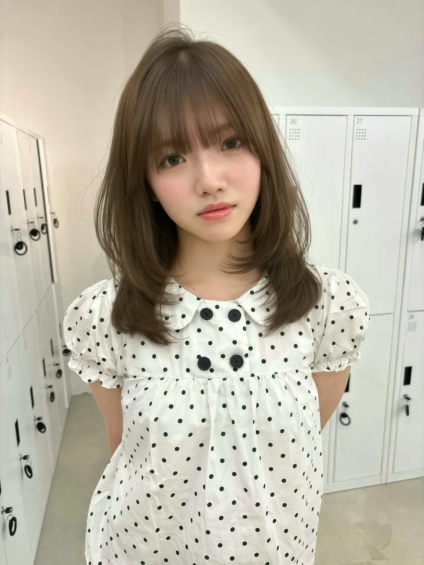 ミディアム カラー カット ヘアカラー トリートメント 韓国風レイヤーカット 松葉翔のヘアスタイル
