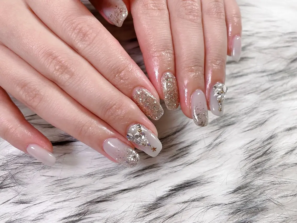 ネイル オーロラネイル フットネイル フレンチネイル ジェルネイル 韓国ネイル kiki nail &brow二子玉川のネイルデザイン