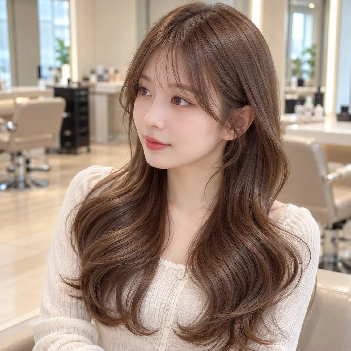 ロング カラー 顔まわりレイヤー レイヤーカット 小顔カット 顔周りレイヤー/透明 感カラー/難波雄雅のヘアスタイル