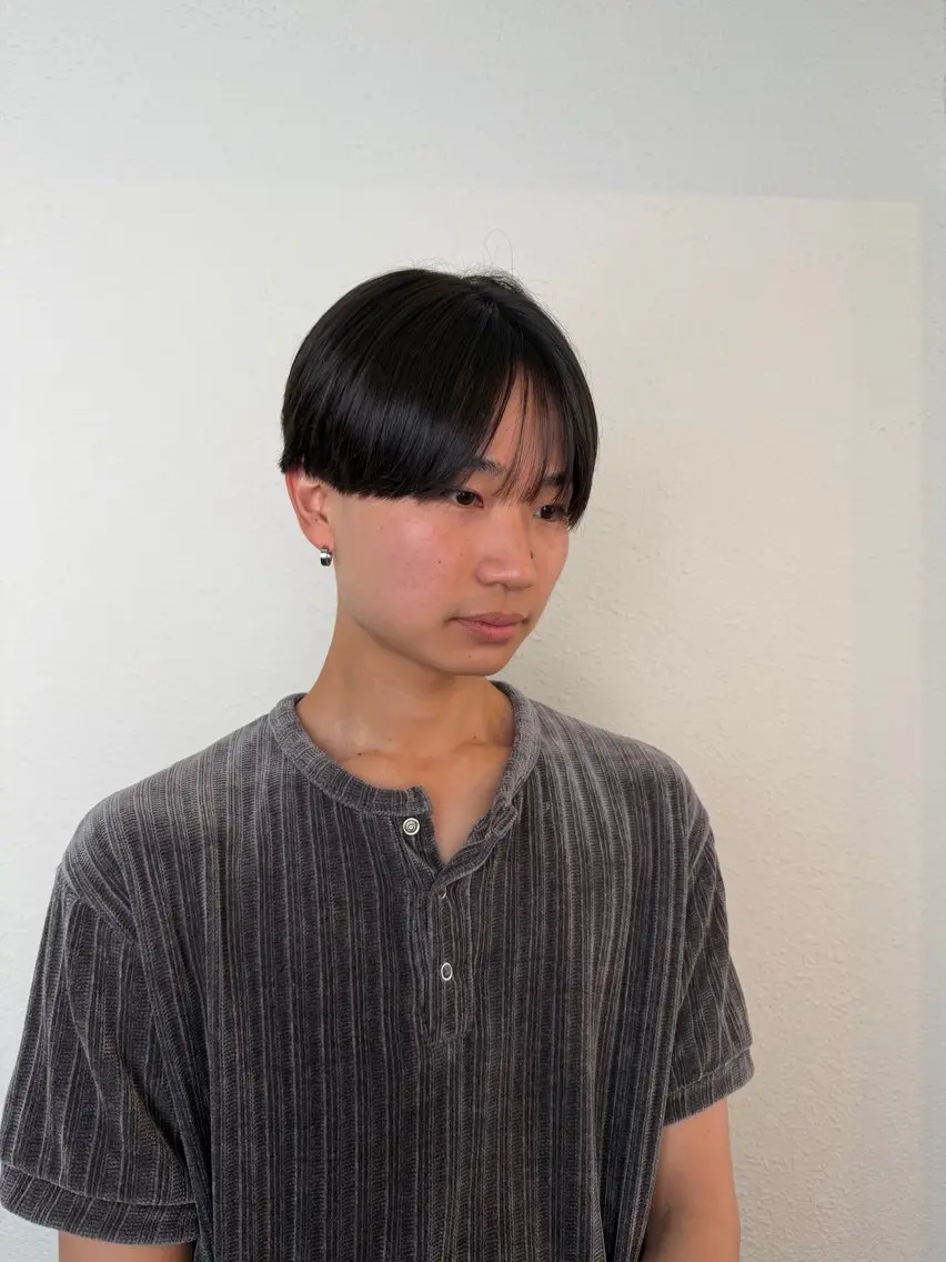 メンズ マッシュ シースルーマッシュ カット ヘアカラー 暖色カラー/ メンズ/名駅/ユキハのヘアスタイル
