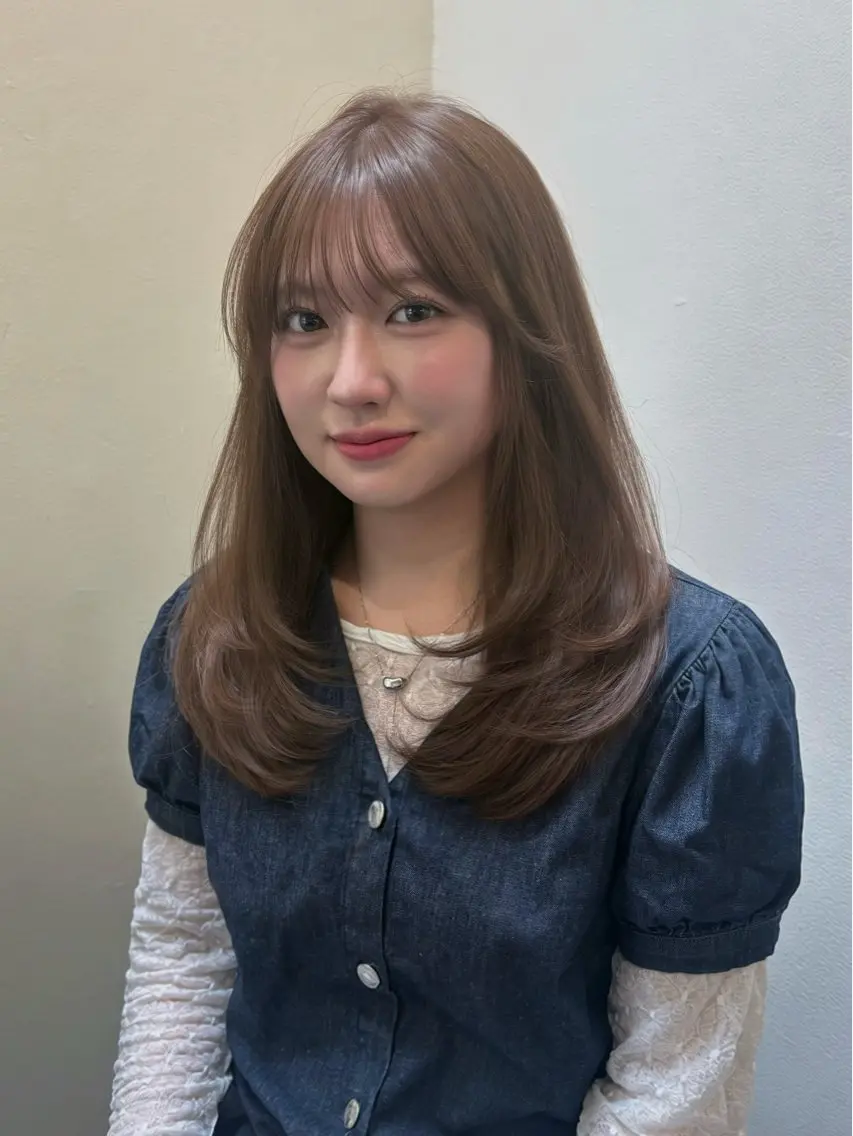 ロング ヘアカラー トリートメント 赤み・黄み消しカラー 🤍韓国ヘア アオイのヘアスタイル