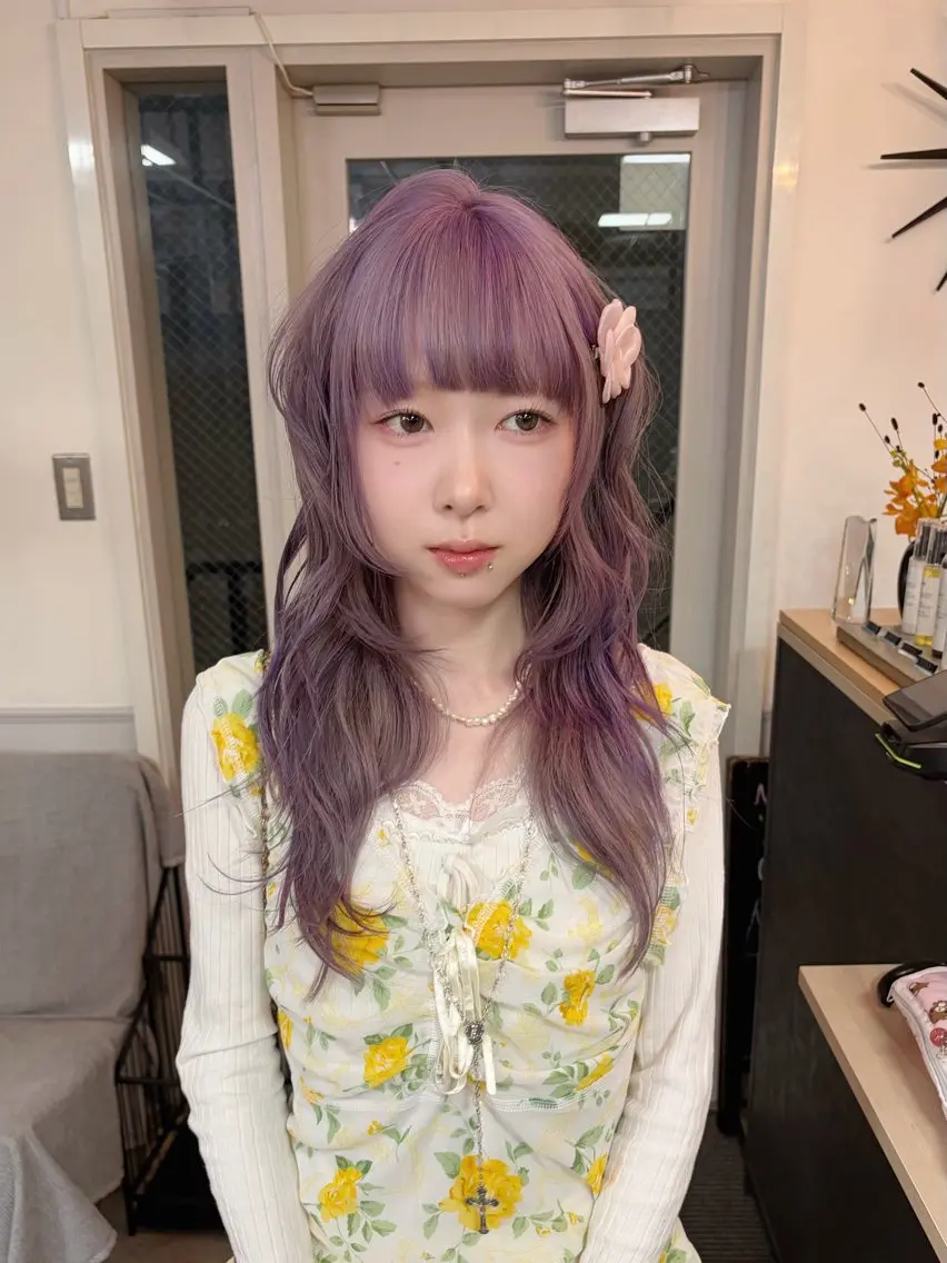 ロング カラー ダブルカラー ラベンダーカラー ピンクカラー ピンクラベンダー エクステ ヘアカラー トリートメント girly/ヘア メイクMitsukiのヘアスタイル