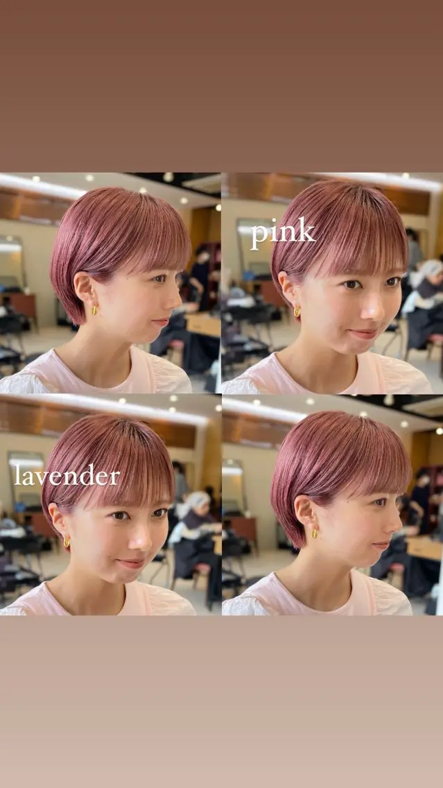 ショート カラー ラベンダーカラー ピンクカラー ピンクラベンダー 顔まわり🥨レイヤー /透明感/水口舞奈のヘアスタイル