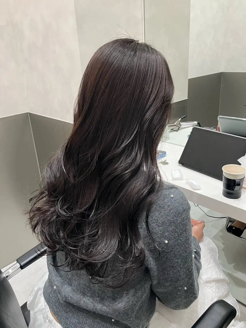 ロング カラー カット ヘアカラー トリートメント 💖ブリーチなし透明 感💖ASAHIのヘアスタイル