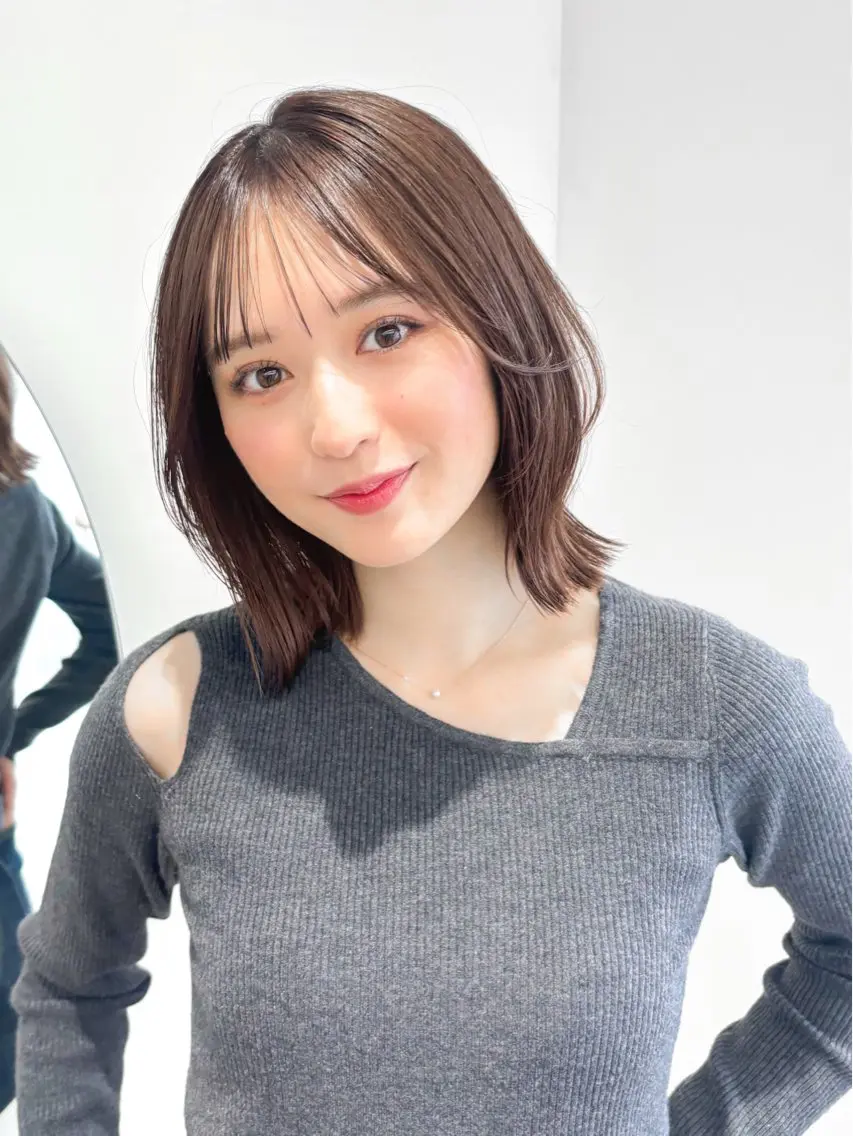 ミディアム カラー ren ボブロブ/ミディアムのヘアスタイル