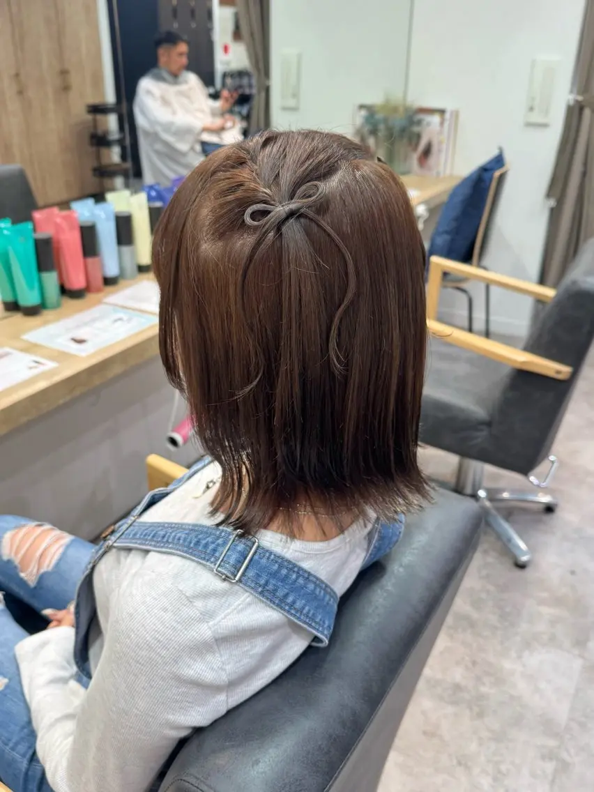 ミディアム カラー ヘアアレンジ 縮毛矯正/シール エクステ/艶髪ひふみのヘアスタイル