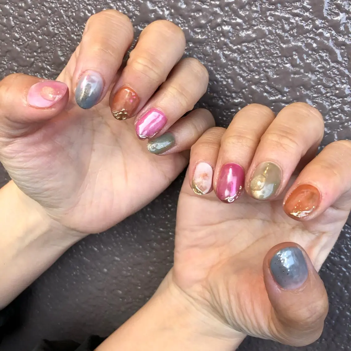 ロング カラー ヘアアレンジ キッズ ネイル マツエク・マツパ ハンドネイル 福田 加奈のネイルデザイン