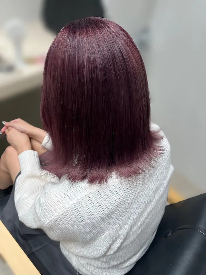 ミディアム カラー ブリーチ ピンクカラー パープルカラー 🍒NAKAJI🍒 [暖色/レイヤー]のヘアスタイル