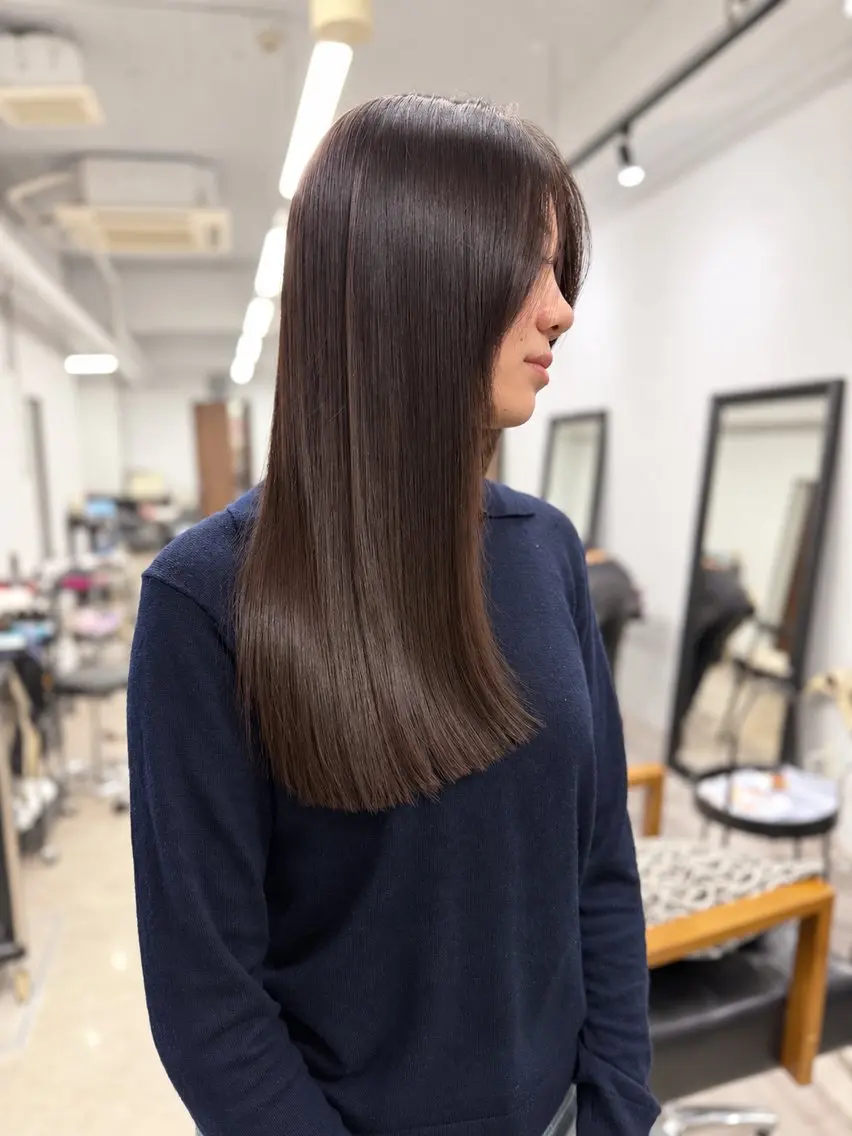 ロング カラー 透明感カラー ロング 縮毛矯正 ヘアカラー 縮毛矯正 トリートメント 京都/縮毛矯正/ 髪質改善/Ukyoのヘアスタイル