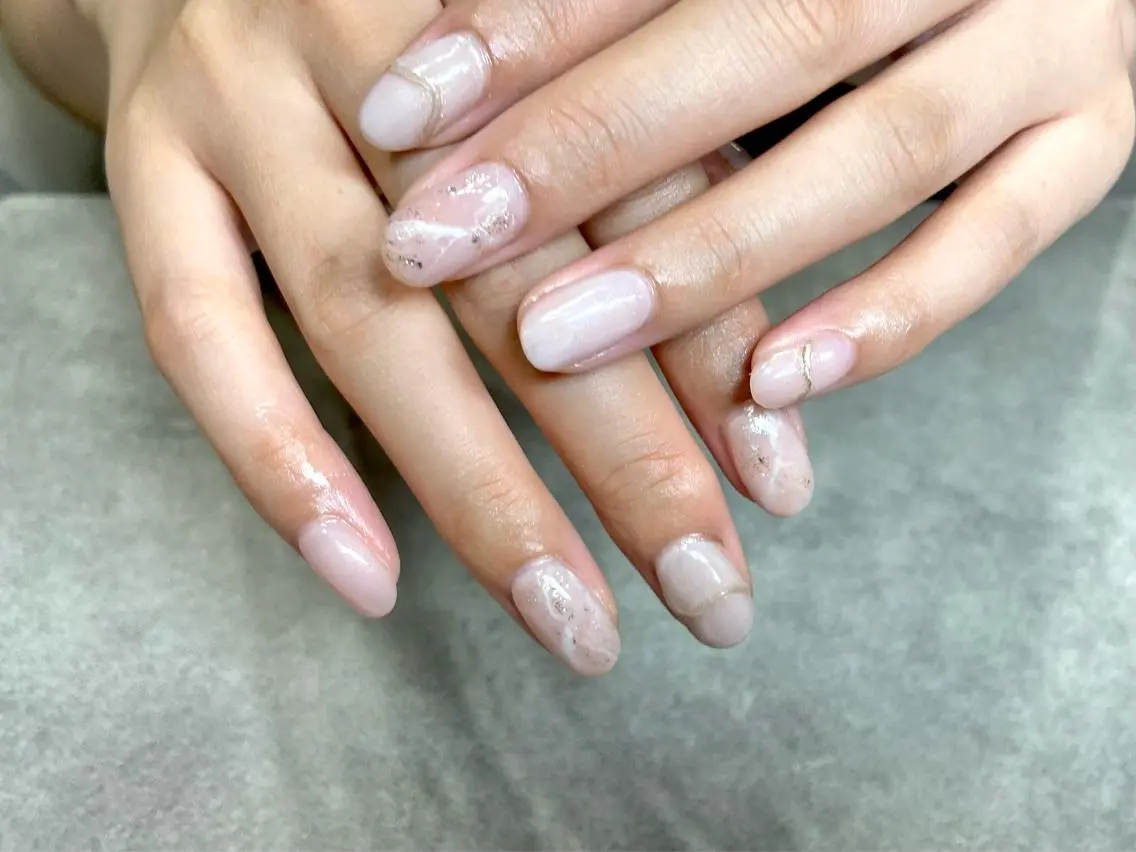 ネイル 大理石ネイル(マーブル) オフィスネイル ピンク salon de oct.のネイルデザイン
