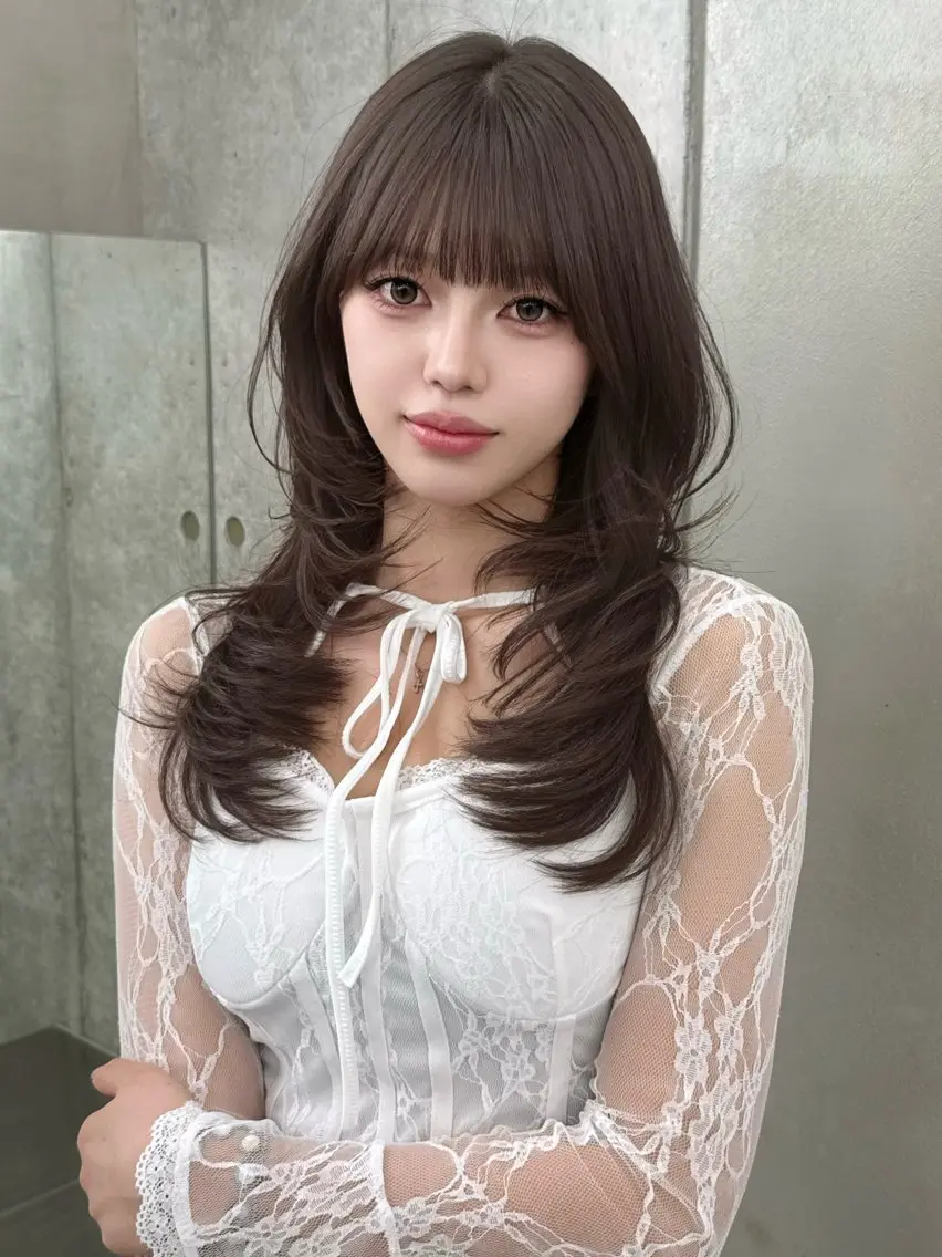 ロング カラー ハッシュカット 韓国風ヘア レイヤーカット 縮毛矯正 カット ヘアカラー トリートメント ヘアセット 大宮 縮毛矯正🩶 レイヤー 柏崎颯刀のヘアスタイル