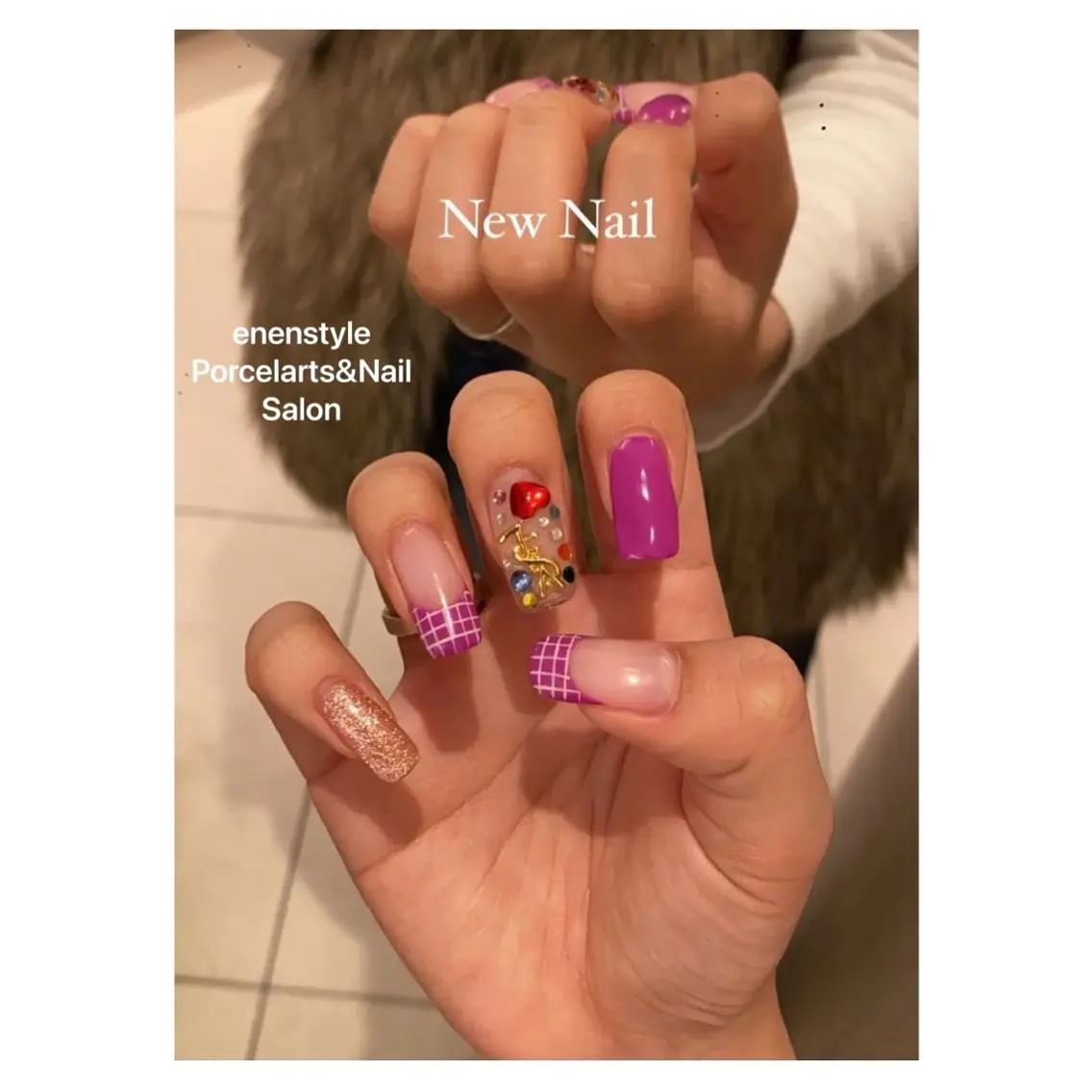 ミディアム ネイル ハンドネイル 🐾enen style 🐾のネイルデザイン