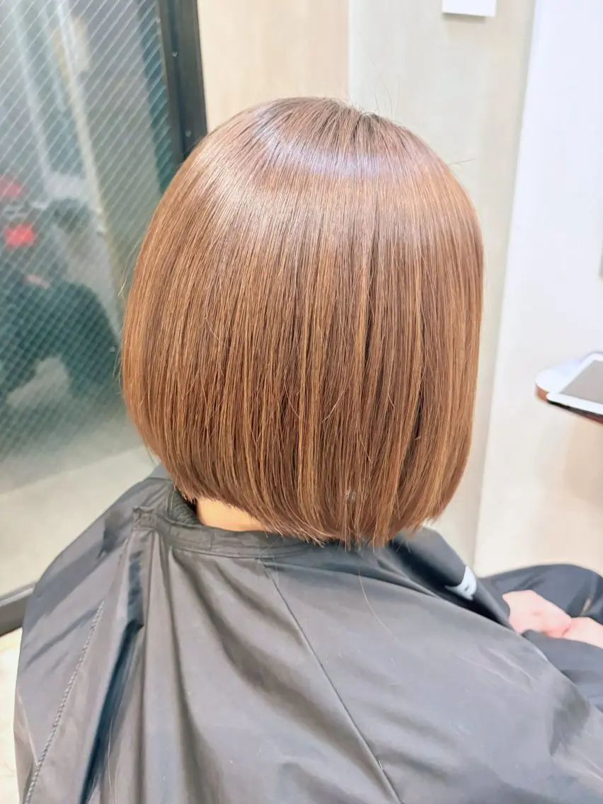 ミディアム 縮毛矯正 𝐩𝐞𝐚𝐤𝐲 ⋆⸜🧡⸝‍⋆菜々みのヘアスタイル