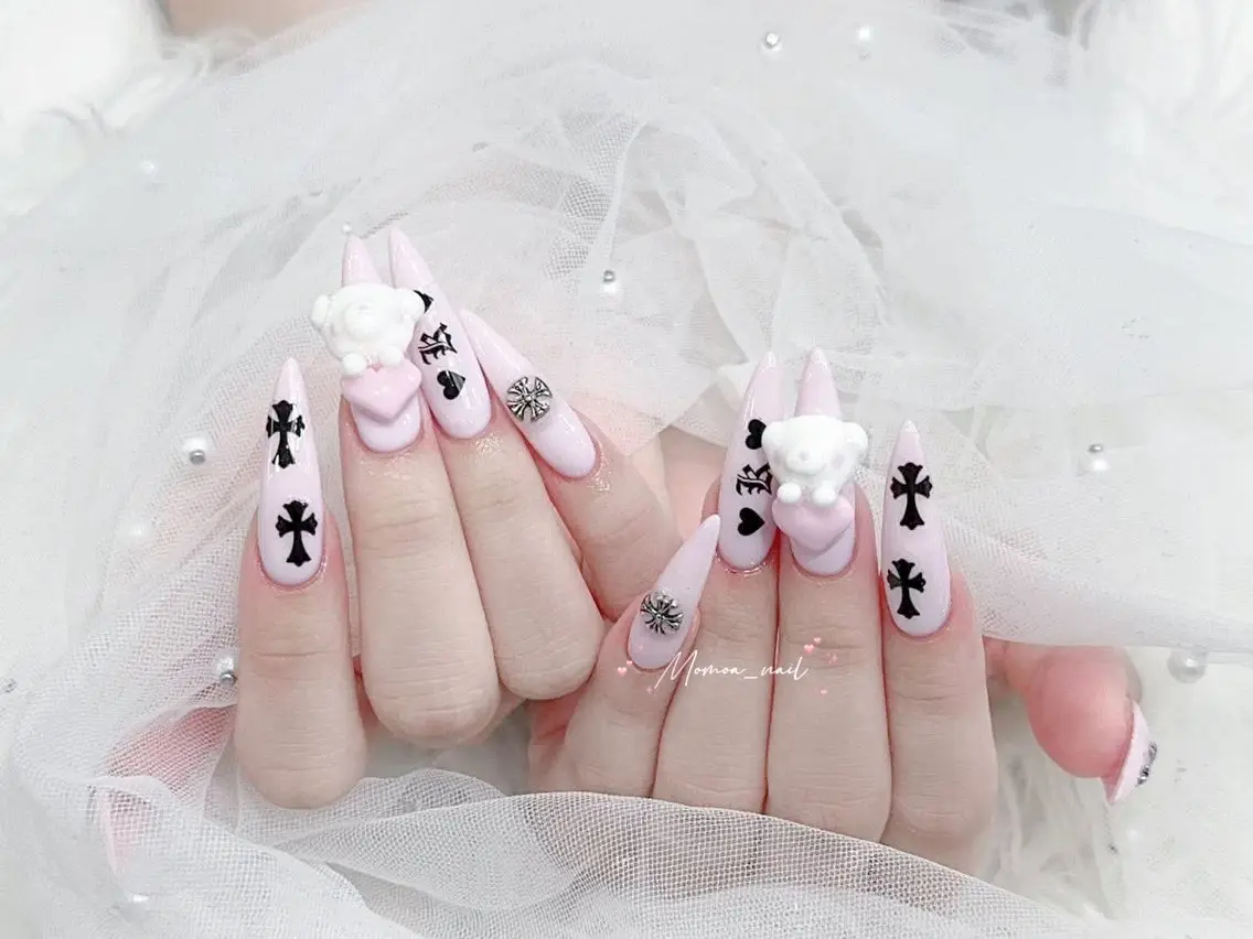 ネイル 成人式 大理石ネイル(マーブル) 持ち込み ネイルチップ 冬ネイル ハンドネイル MoMoA Nail ネイル長さ出し専門店のネイルデザイン