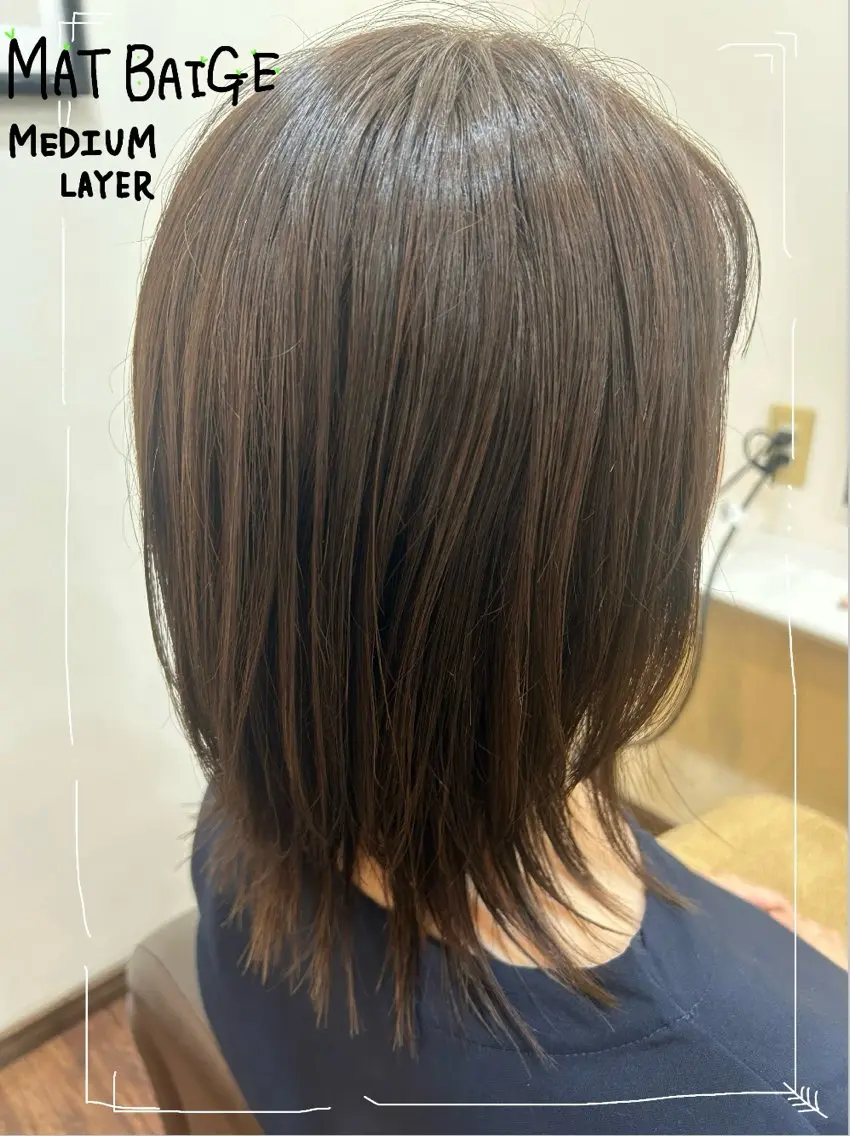 ミディアム カラー ミディアムレイヤー レイヤーカット カット ヘアカラー みゆ｜ 髪師kenjiroのヘアスタイル