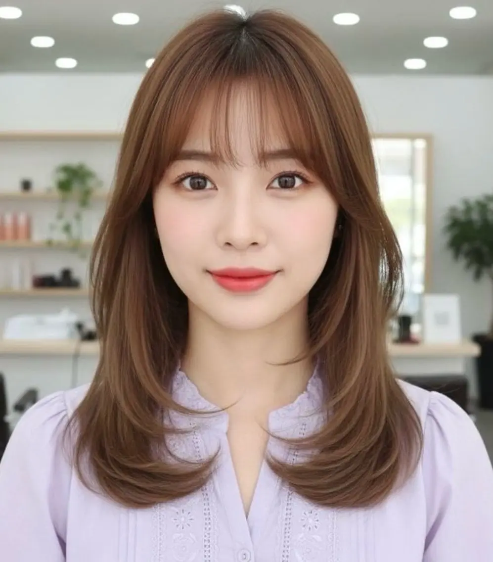 ミディアム カット ヘアカラー brace 小笹花純のヘアスタイル