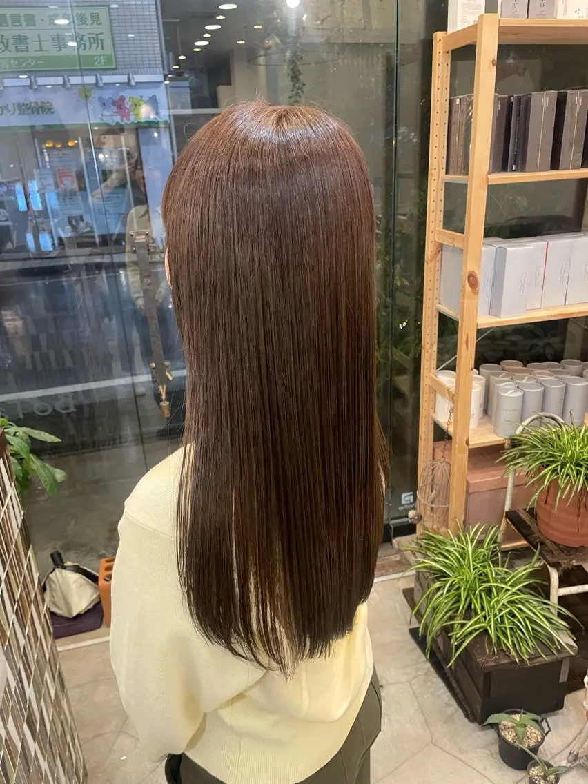 ロング カラー オリーブカラー 丹 優菜のヘアスタイル