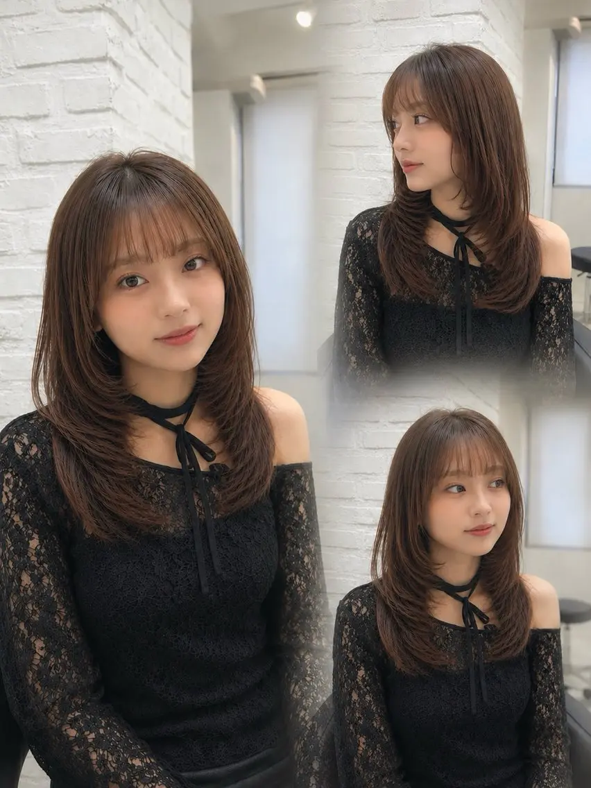 ミディアム レイヤー／巻ける 縮毛矯正💫あやののヘアスタイル