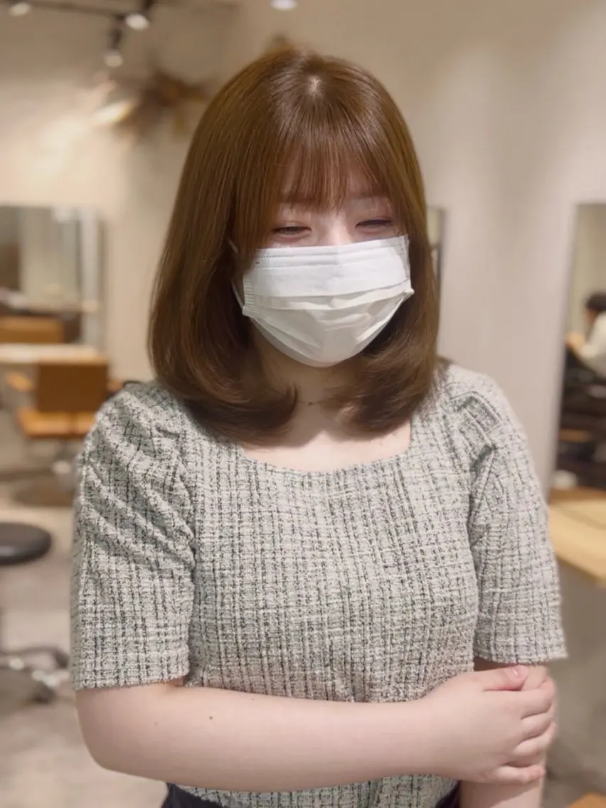 ミディアム カラー 透明感カラー レイヤーカット 似合わせカット 小顔カット カット ヘアカラー 盛れヘア🪽 /miyu🎀のヘアスタイル