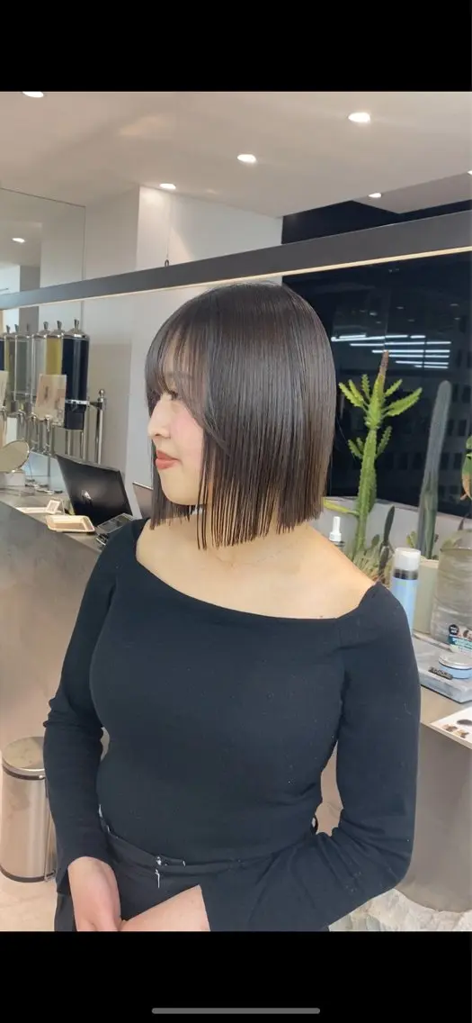 ショート カラー ボブ レイヤーボブ縮毛矯正 韓国RINAのヘアスタイル