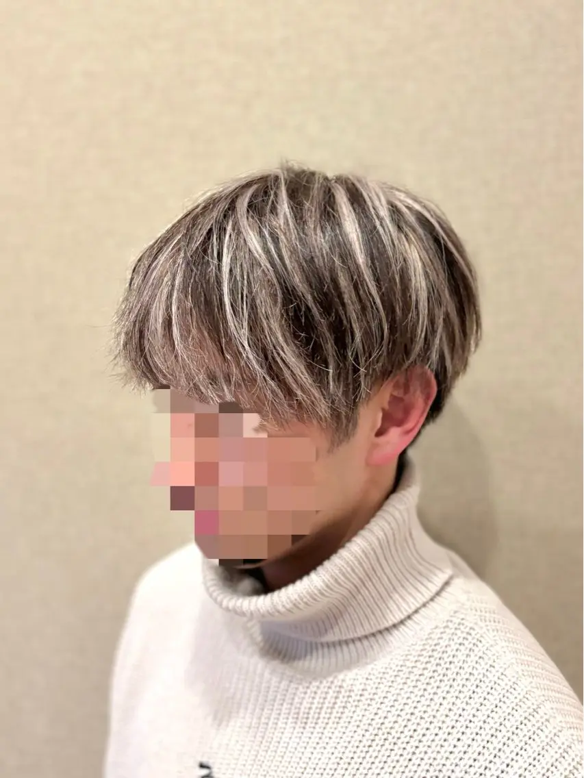 ショート カラー メンズ メンズハイライト ハイライトカラー ハイライト もえ こーんのヘアスタイル