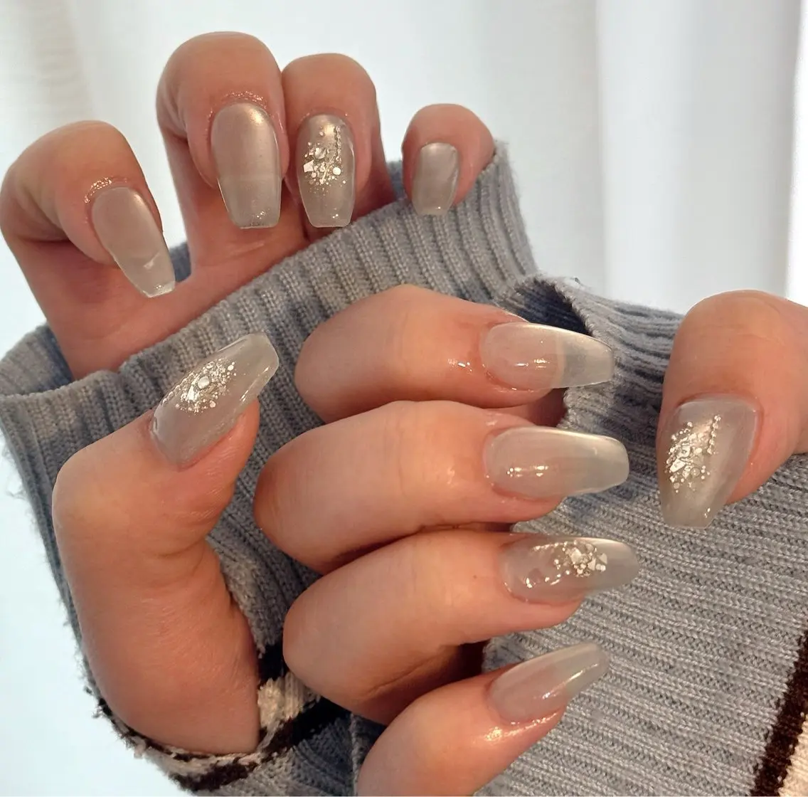 ネイル 長さ出し ジェルネイル マグネットネイル メンズネイル シルバー ハンドネイル MIMnail メンズネイリストのネイルデザイン