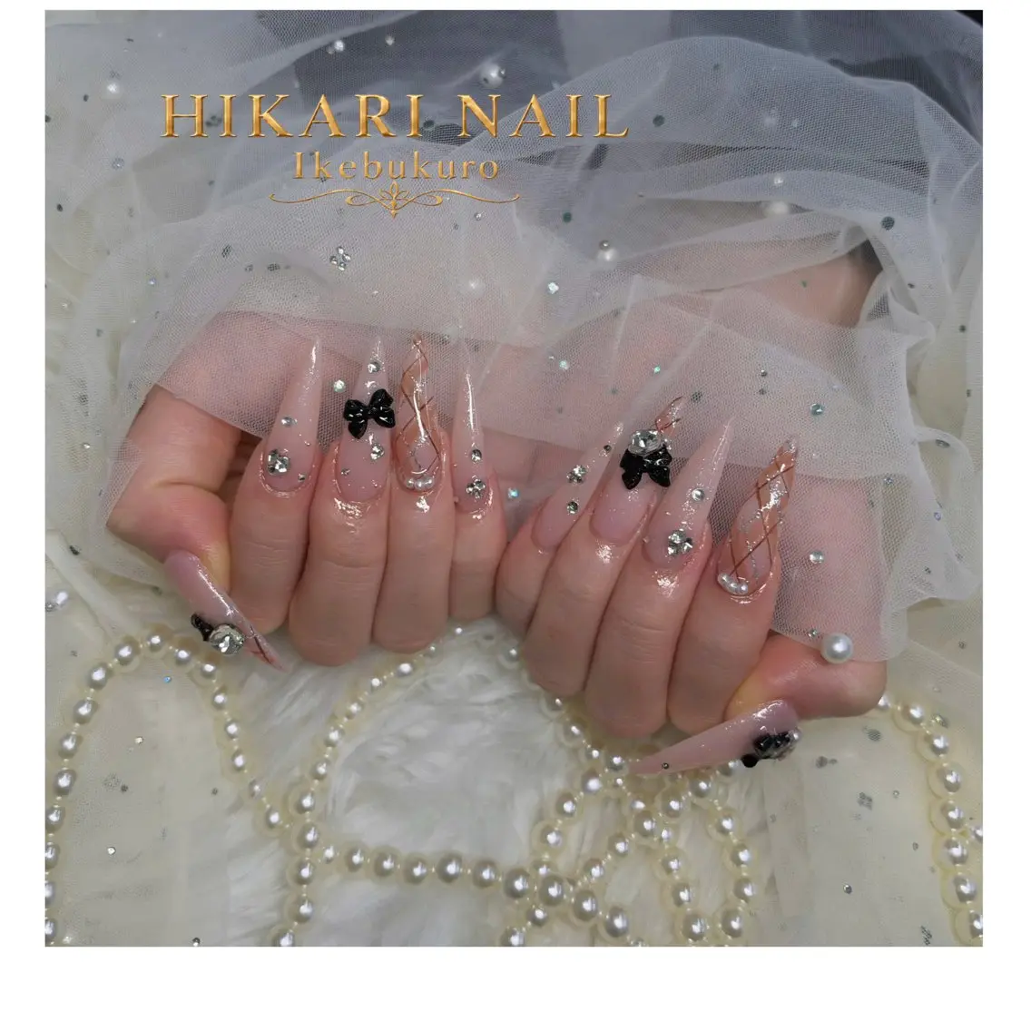 ネイル チークネイル 長さ出し フレンチネイル ガーリー ハロウィン ハンドネイル HikariNail Ikebukuroのネイルデザイン