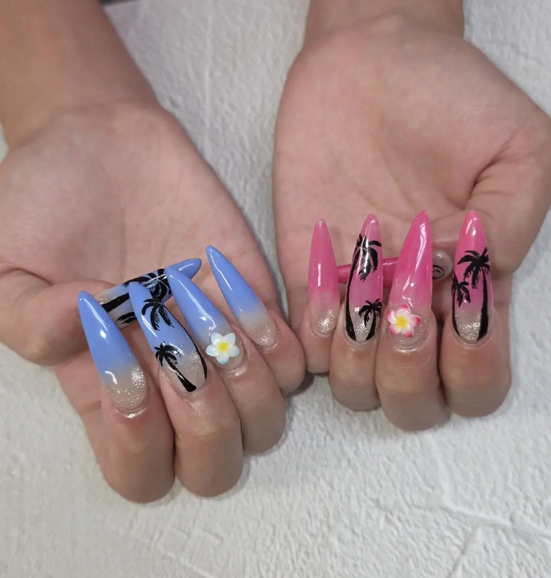 ネイル 長さ出し グラデーション スカルプネイル 夏ネイル ハンドネイル Nail 🌱TSUBASAのネイルデザイン