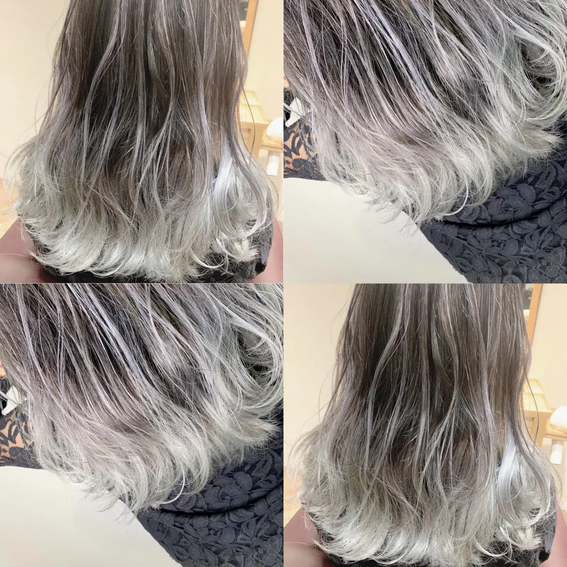 ロング カラー ブリーチ 透明感カラー シルバー ヘアカラー トリートメント エクステ KAZUMAのヘアスタイル