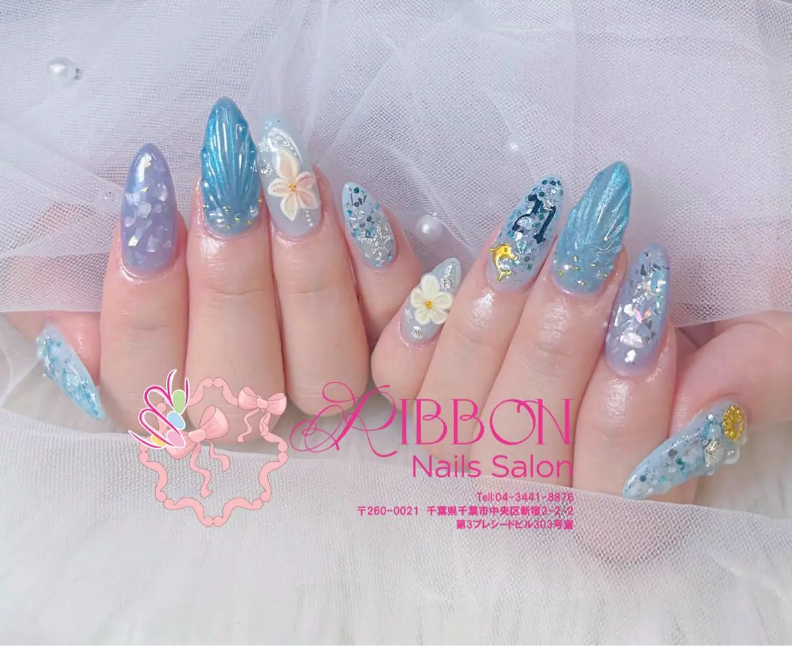 ネイル フットネイル フレンチネイル ジェルネイル マグネットネイル 持ち込み ハンドネイル Ribbonnail salonのネイルデザイン