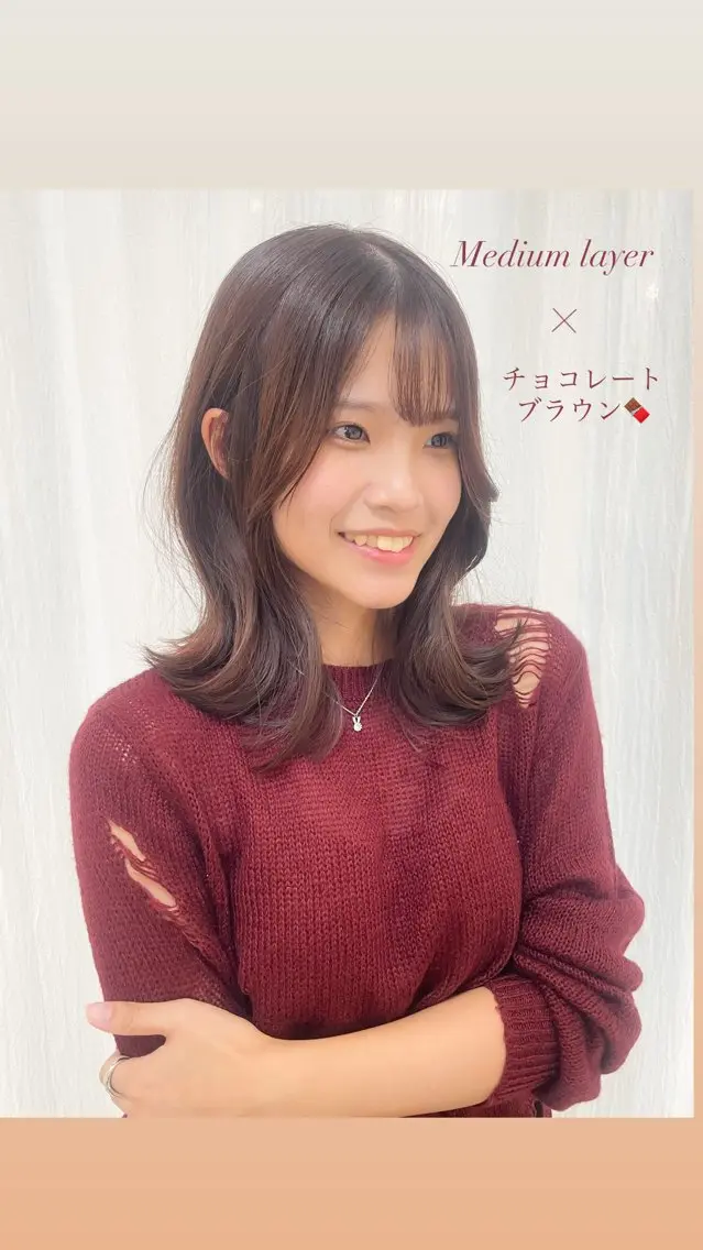 ミディアム カット ヘアカラー トリートメント miyabi/ eMuのヘアスタイル