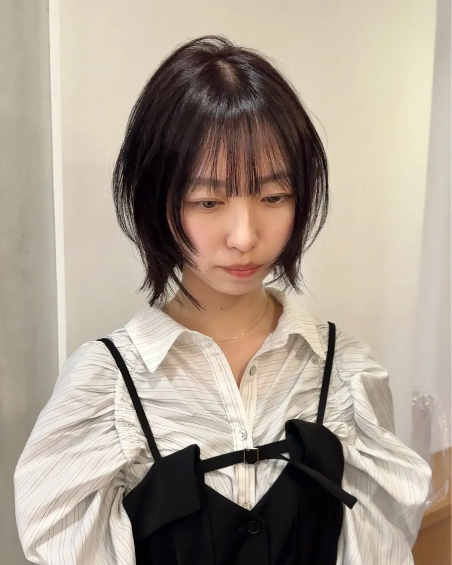 ショート ボブレイヤー ボブ レイヤーカット カット 似合わせボブ/縮毛 /ハイトーン/ひさとのヘアスタイル