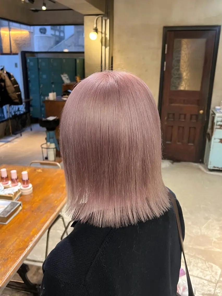セミロング カラー ヘアアレンジ ブリーチ ピンクカラー カット ヘアカラー トリートメント レイヤー/艶髪矯正 🪐takushiのヘアスタイル