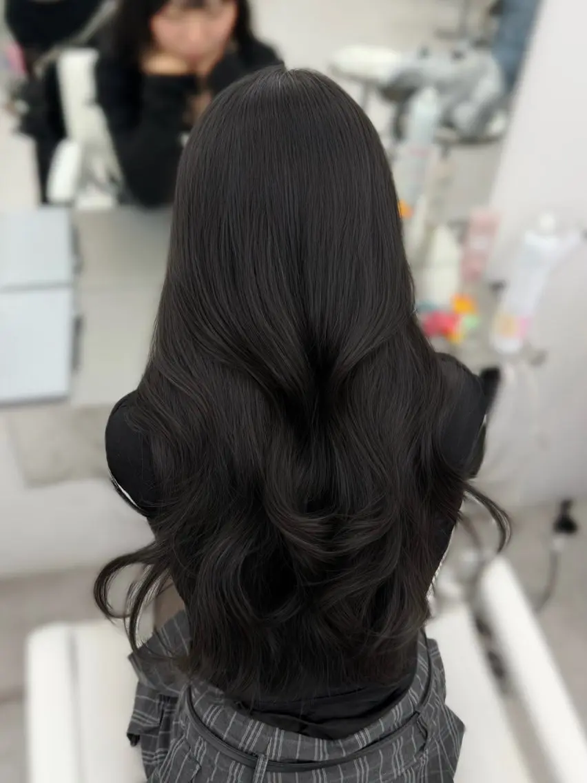 ロング カラー グレージュ カット ヘアカラー トリートメント 韓国ヘア/顔周り ヘアセット/加藤優里のヘアスタイル