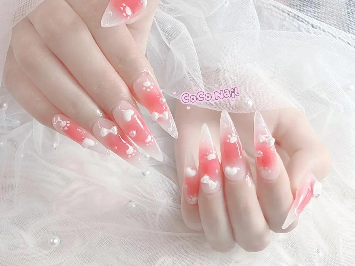 ネイル 成人式 大理石ネイル(マーブル) リボン 夏ネイル ネイルチップ ハンドネイル Mi Na Nail Salonのネイルデザイン