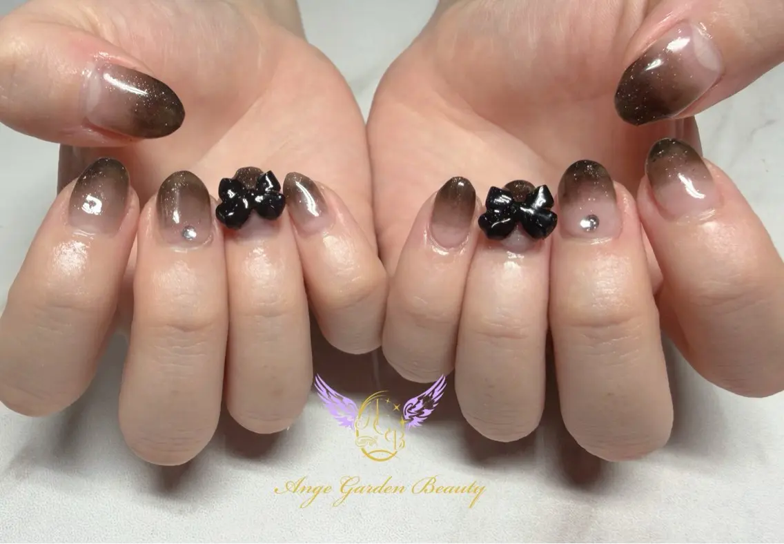 ネイル グラデーション リボン ハンドネイル AngeGarden Beautymihoのネイルデザイン