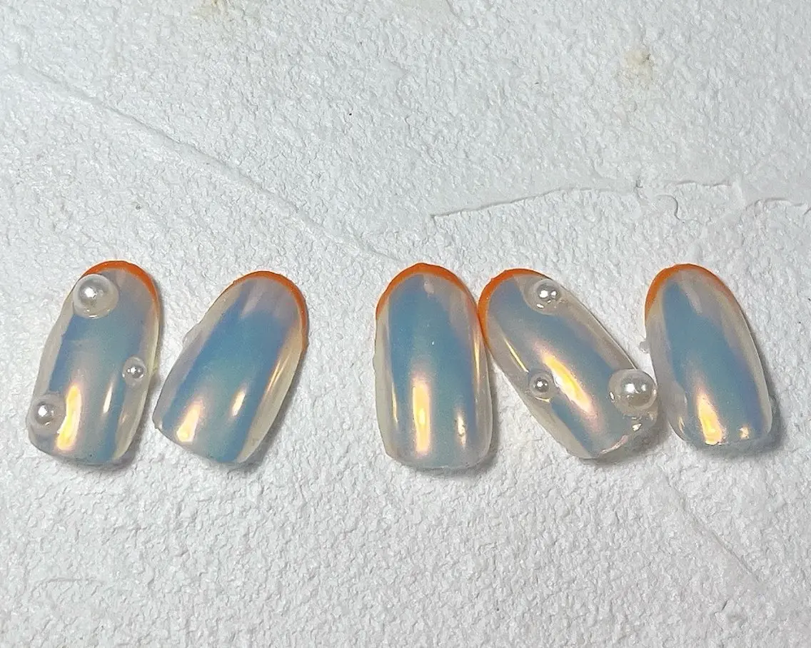 ネイル オーロラネイル フットネイル フレンチネイル ジェルネイル マグネットネイル kiki nail たまプラーザのネイルデザイン