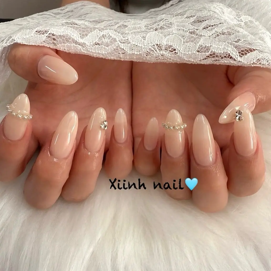 ネイル チークネイル 桜ネイル 長さ出し フットネイル ジェルネイル ハンドネイル XIINH NAIL SALONのネイルデザイン