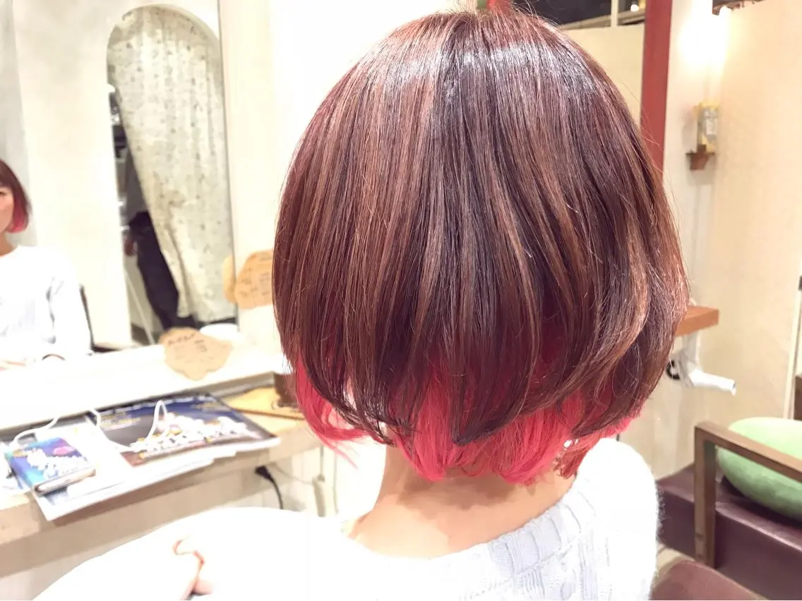ショート カラー インナーカラー ピンクカラー メンズ指名多数!! 田島史也のヘアスタイル