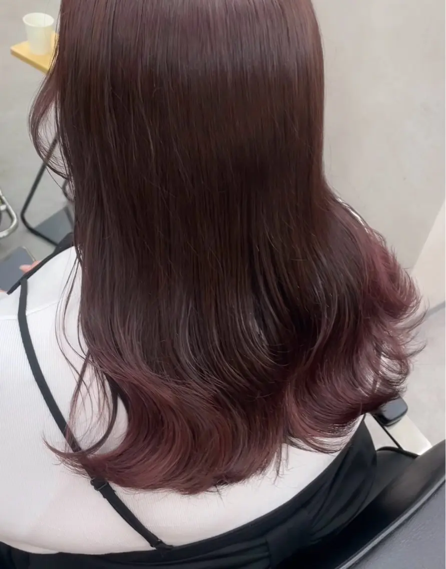セミロング ピンクラベンダー ヘアカラー トリートメント 🍑トレンドカラー 🍑横浜のヘアスタイル